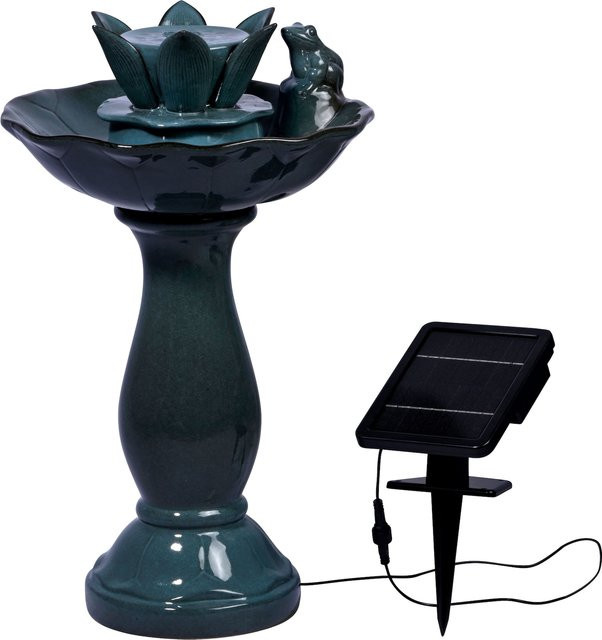 Dobar Gartenbrunnen Helena mit Solar-Panel Wasserspiel in Türkis aus Polyresin - Bild 2