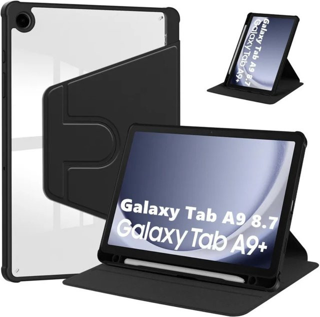 Smart Cover für Samsung Galaxy Tab A9+ Plus 11 Zoll SM-X210 und Samsung Galaxy Tab A9 8,7 Zoll mit Stifthalter und drehbarer Funktion in Pink oder Black - Bild 1