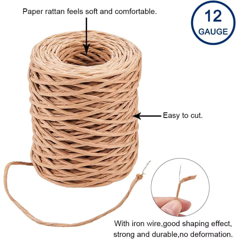 Beiger floraler Eisenbindungs-Stieldraht aus Papier für Blumensträuße und DIY-Bastelarbeiten, 55 Yards, 2 mm Durchmesser - Bild 2