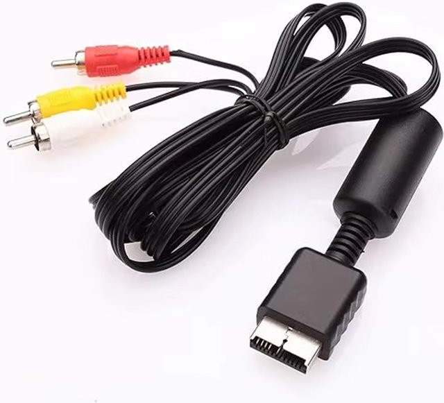 TECTINTER AV-Audiokabel Game Composite mit 3 RCA Steckern aus Kupfer, 1,8 m, Schwarz/Mehrfarbig, für Sony PlayStation PS1, PS2 und PS3 Konsolen - Bild 1