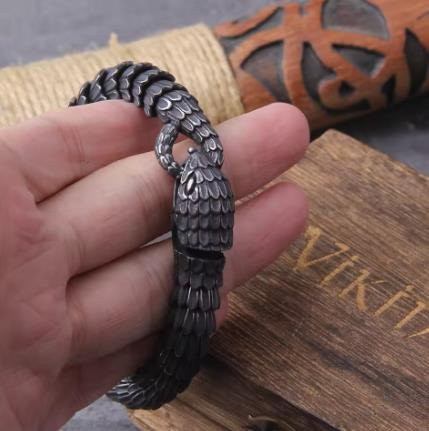 Rui Di Armband Viking Ouroboros, Edelstahl, Silber, Herren, 23cm - Bild 1