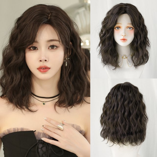 7JHH WIGS Perücke, schulterlang, wasserwellig, schwarz, Damen - Bild 1