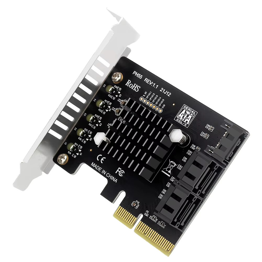 ALLOET PCIe zu 5-Port SATA 3.0 Erweiterungskarte mit JMB585-Chip in Schwarz - Bild 5