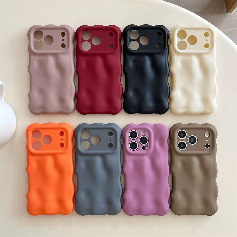Xeber Matte Handyhülle mit 3D-Blasenwellenmuster für iPhone 17, 16, 15, 14, 13 Pro Max Plus mit Linsenschutz und stoßfester Rückseite in Schwarz - Bild 2