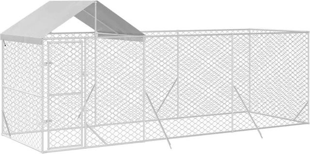 vidaXL Outdoor-Hundezwinger aus verzinktem Stahl mit Dach in Silber B/T/H: 6 x 2 x 2,5 m - Bild 1