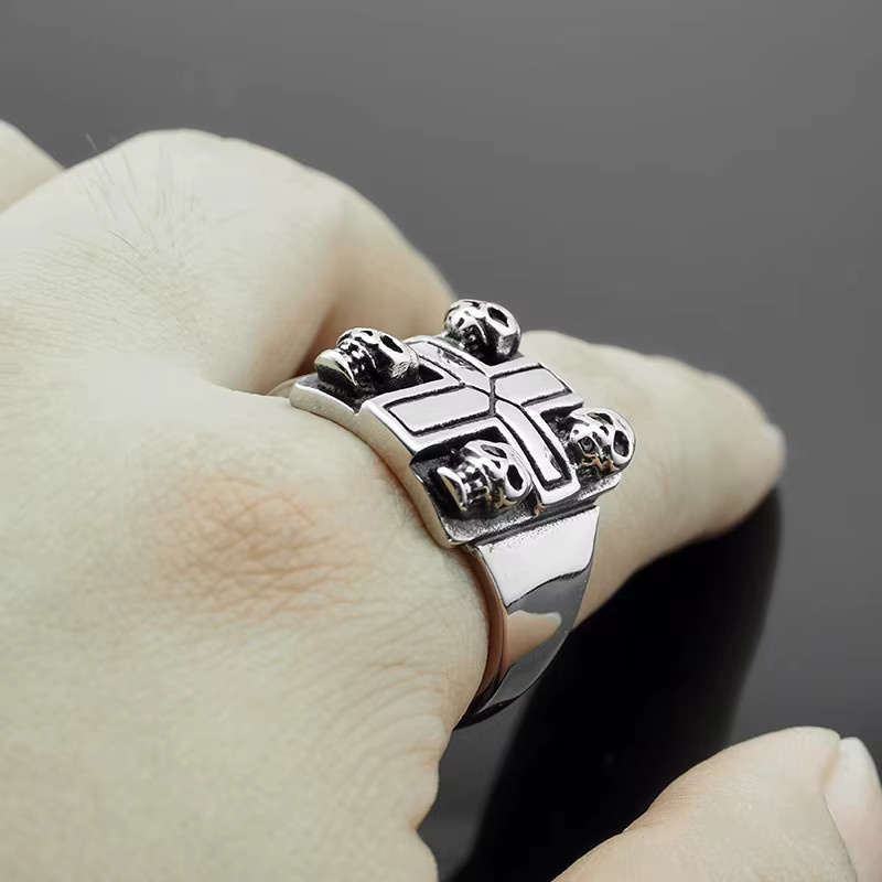 Catiger Ring, Edelstahl, Vintage, Silber, Herren - Bild 2
