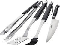 Napoleon President's Limited Grillbesteck, 4-teilig, Edelstahl und Silikon, Schwarz/Silber - Bild 1