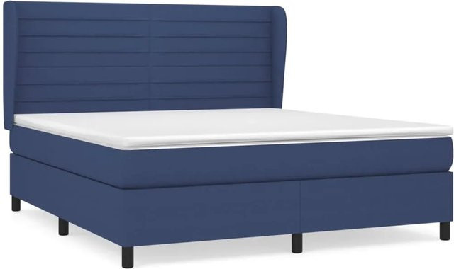 vidaXL Boxspringbett Hybrid mit Matratze und Kopfteil in Blau, B/T/H: 180 x 200 x 183 cm - Bild 1