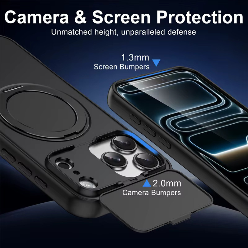 SUNWARD Magnetische Ringhalterung Handyhülle für iPhone 11 bis 16 Pro Max mit MagSafe und Kameraständer in Orange - Bild 3