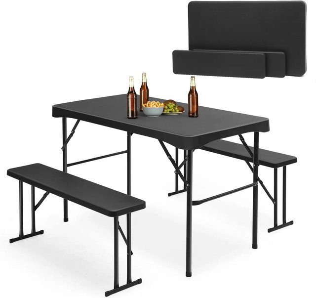 Sekey Bierzeltgarnitur aus Kunststoff mit Stahlrahmen, Schwarz, B/T/H: 150 x 70 x 70 cm - Bild 1