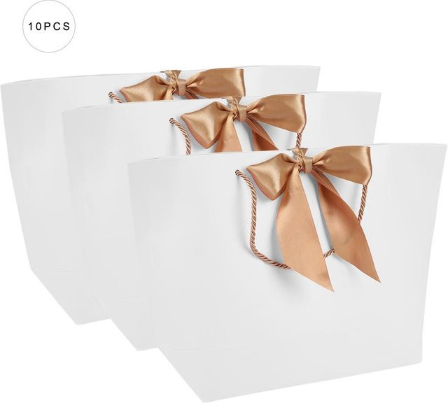 10er Set TOMTOP JMS Geschenkpapiertüten mit Griff in Braun für Kleidung, Make-up und Lebensmittel, B: 21 cm, T: 7 cm, H: 15 cm - Bild 1