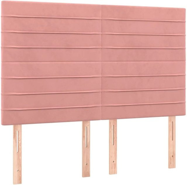 vidaXL LED Kopfteil aus Samt in Rosa mit integrierter Beleuchtung und USB-Ladeanschluss B: 144 cm, H: 118 bis 128 cm, T: 5 cm - Bild 1