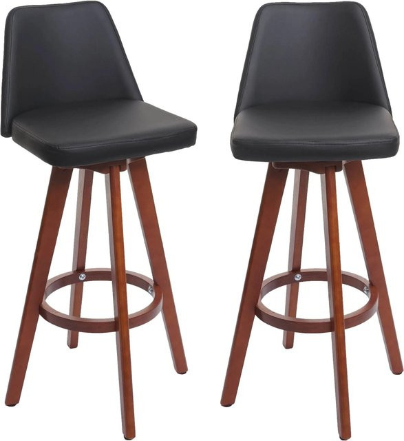 PROREGAL 2er-Set Barhocker drehbar mit Lehne aus Holz und Kunstleder in Schwarz, Sitzhöhe: 72 cm - Bild 1