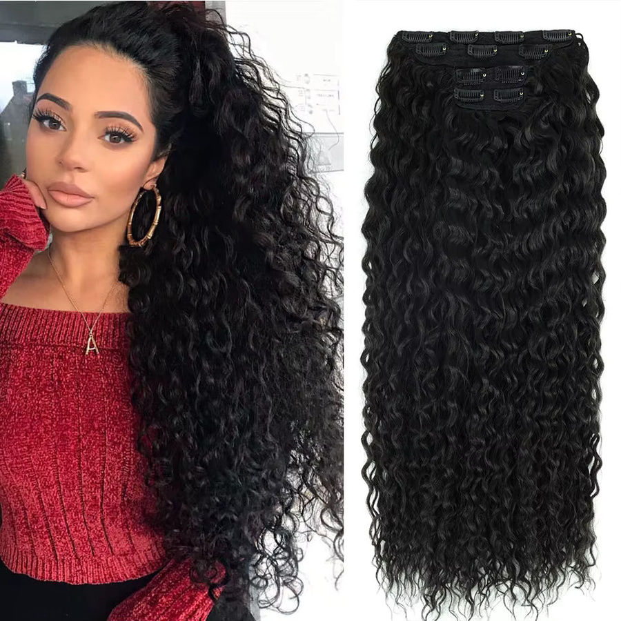BIO beauty Clip-In-Haarverlängerungen, synthetisch, lockig, Ombre, Braun-Blond, 4 Stück, Damen - Bild 5
