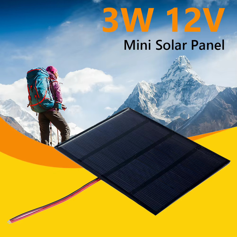 APWIKOGER Tragbares Solarpanel 3W 12V in Schwarz für 9-12V Batterien, Mobiltelefone, Lampen, Ventilatoren und Pumpen - Bild 3