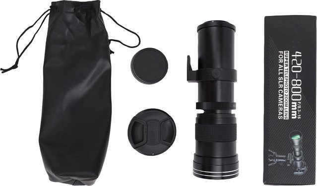 CosyHome Teleobjektiv für Sony E-Mount, 420-800mm Zoom, F8.3, Vollformat, Schwarz - Bild 1