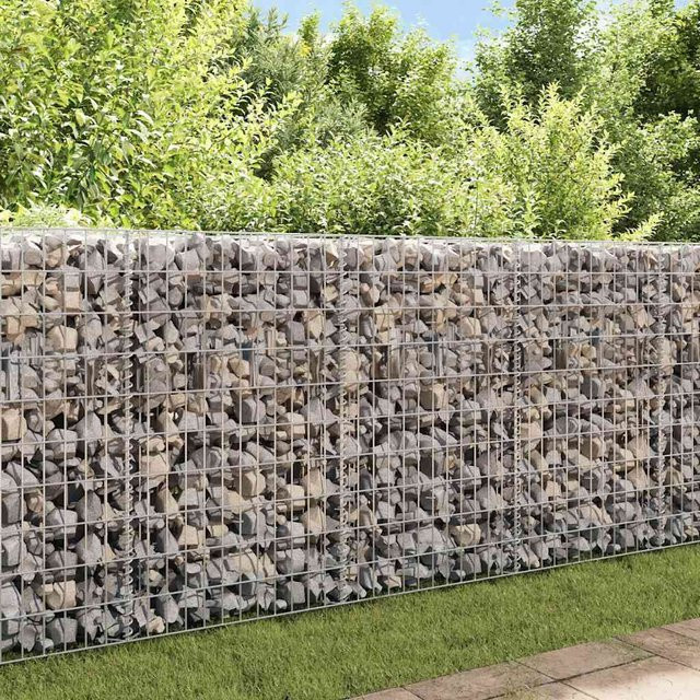 vidaXL Gabionenwand aus verzinktem Stahl für die Gartengestaltung, Farbe: Silber/Grau, B/T/H: 450 x 30 x 100 cm - Bild 3