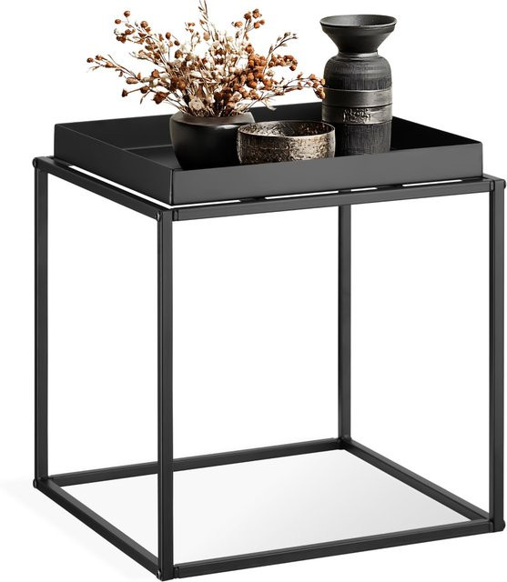 Tectake Beistelltisch Cambridge aus Metall in Schwarz mit Ablage in Tablettform, B/T/H: 40 x 40 x 44 cm - Bild 2