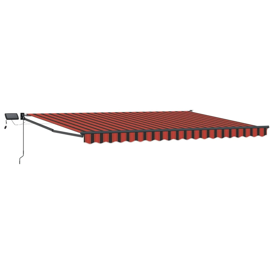 vidaXL Manuelle Gelenkarmmarkise mit LED-Beleuchtung in Orange und Braun, Breite: 5 m, Ausladung: 3 m - Bild 2