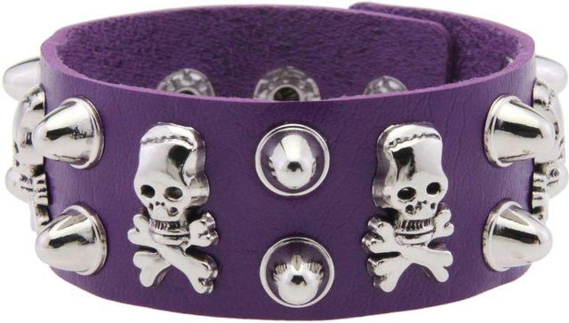 YIRAN Armband, Leder, Schwarz, Totenkopf, Unisex - Bild 1