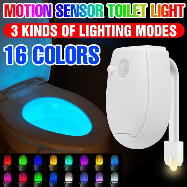 RGB LED WC Nachtlicht mit PIR Bewegungssensor für Badezimmer und Waschraum, Multicolour, Batteriebetrieben - Bild 1