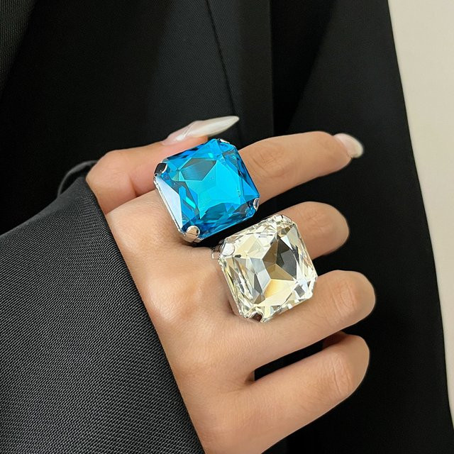 DINGABIYU Offener Ring, Silber, Kristall, Unisex - Bild 1