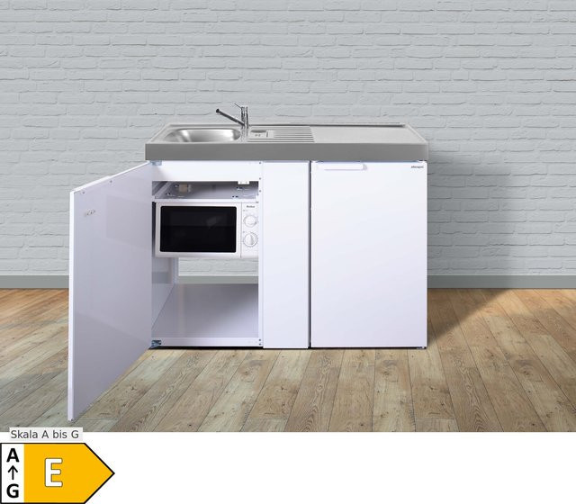 Stengel Kitchenline MKM 120 Küchenzeile in Weiß mit Becken links und ohne Kochfeld rechts - Bild 1