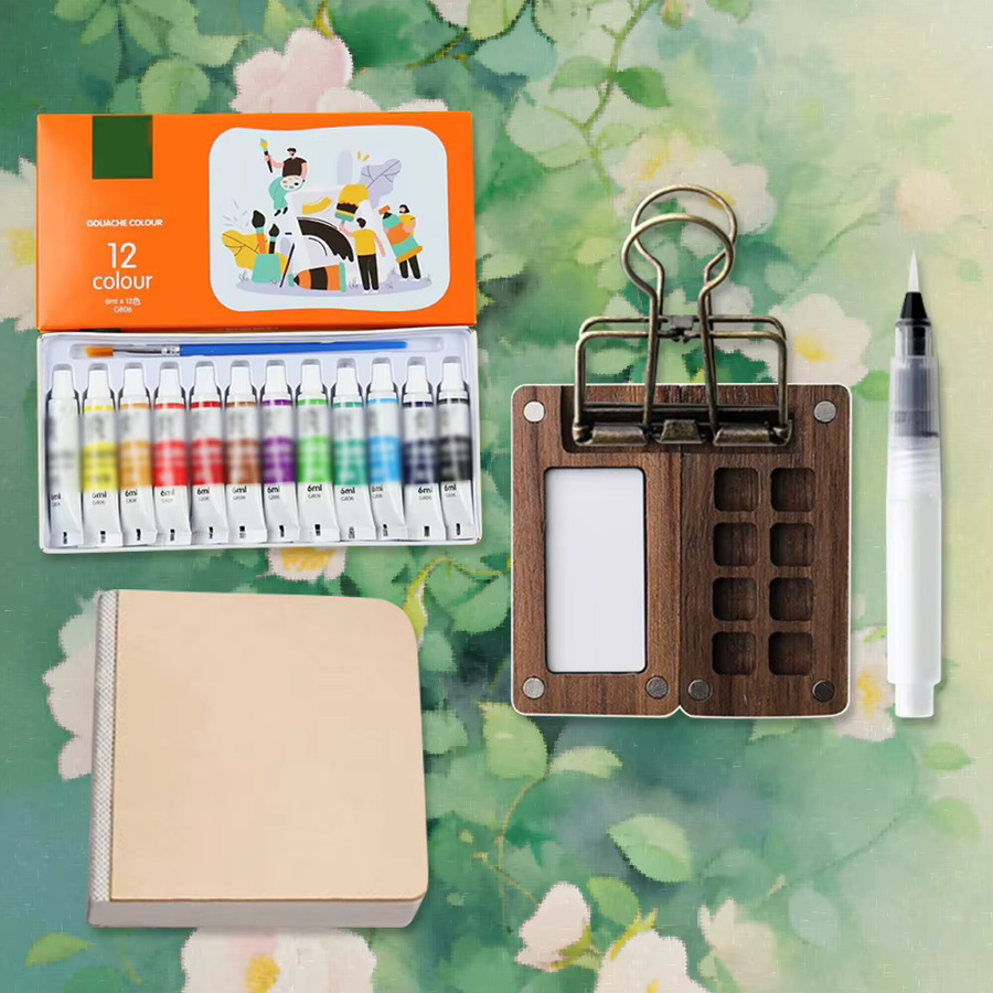 Tragbare Mini-Aquarell-Palette aus Holz für Kinder - Bild 2