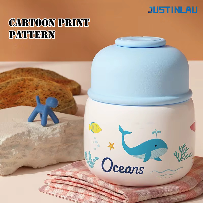 JUSTINLAU Bento-Box mit Cartoon-Mini-Thermoskanne aus Edelstahl und PP, gelb, 500 ml, inklusive Löffel und Schüsseldeckel - Bild 3