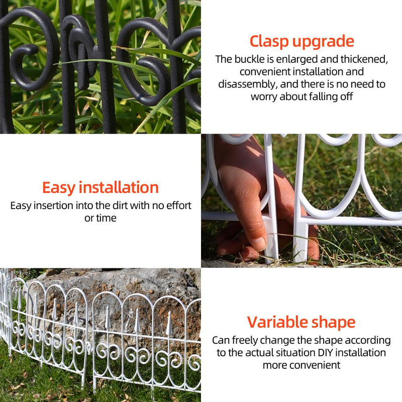 Aimo 6er-Pack Dekorativer Gartenzauneinsatz aus weißem PVC für Rasen und Blumenbeete - Bild 8
