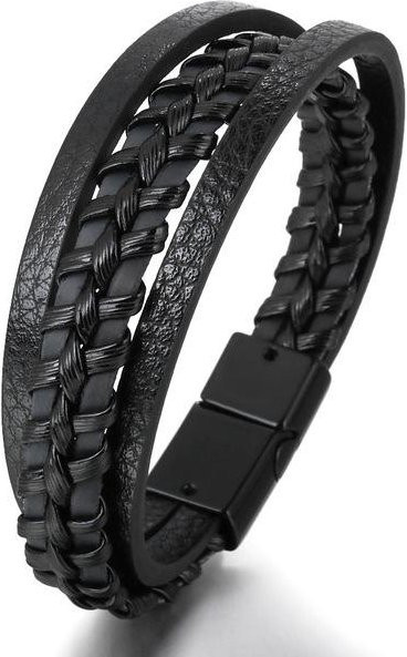 Wucifang Jewelry Armband, Leder, Edelstahl, Schwarz, Unisex - Bild 1