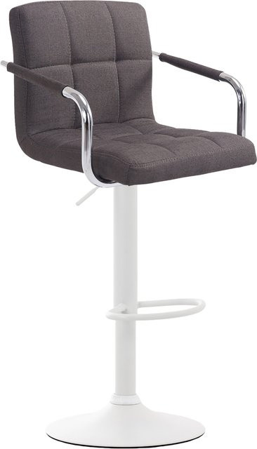TPFLiving Barhocker Luca mit Armlehnen, Gestell weiß, Stoff Dunkelgrau, drehbar, Höhe: 112 cm, Breite: 46 cm, Tiefe: 54 cm - Bild 1
