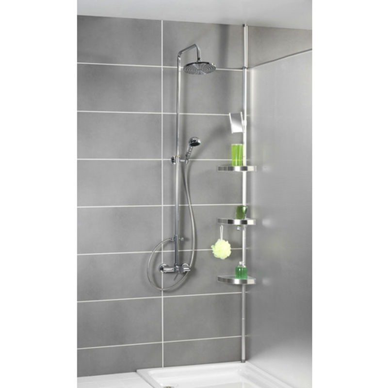 Wenko Teleskop Duschecke Premium in Silber und Transparent mit verstellbaren Regalen, Höhe: 250 cm - Bild 2