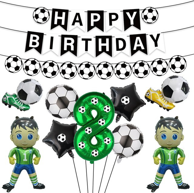 XMSJ Fußball Geburtstags-Dekorationsbanner als hängende Girlande für Kinderpartys - Bild 1