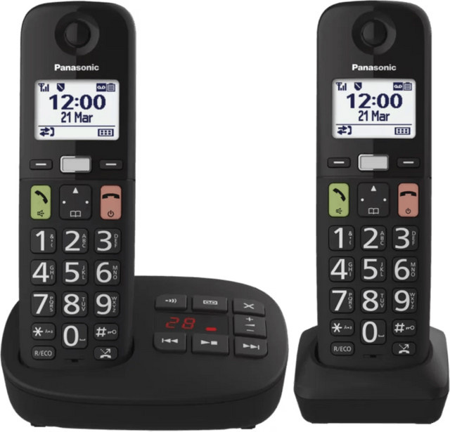 Panasonic KX-TGU132EXB Duo Schnurloses Telefon mit großen Tasten in Schwarz - Bild 1