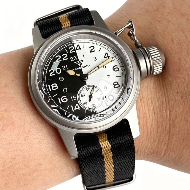 Tandorio Armbanduhr, Militär-Sportuhr, Edelstahl, 36 mm, Herren, Schwarz-weißes Zifferblatt, Saphirglas, 10 ATM - Bild 1