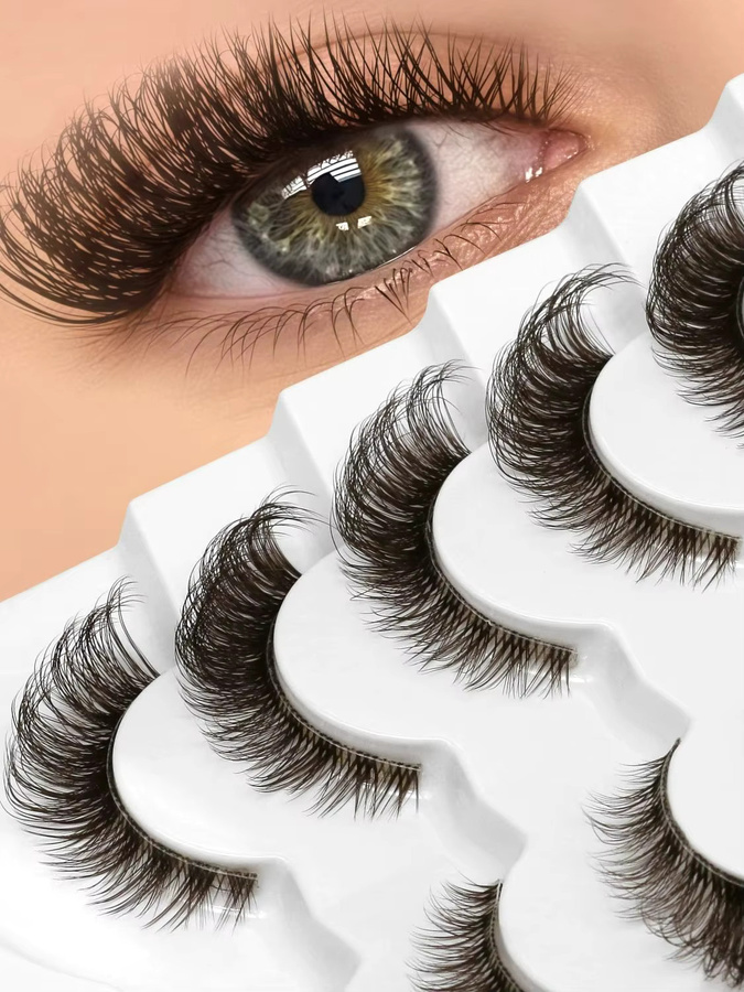 LASVIREY Künstliche Wimpern, Braun, C-Curl, Wispy 3D Faux Mink - Bild 6
