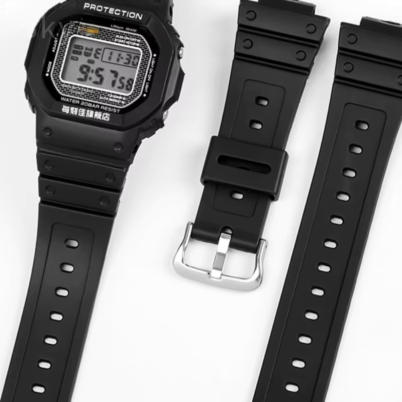 Casio Uhrenarmband, Kunststoff, Edelstahl, Schwarz, Unisex - Bild 2