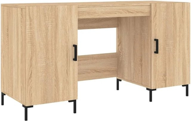 vidaXL Schreibtisch in Sonoma-Eiche, B/T/H: 140 x 50 x 75 cm, Holzwerkstoff und Eisen im industriellen Stil - Bild 1