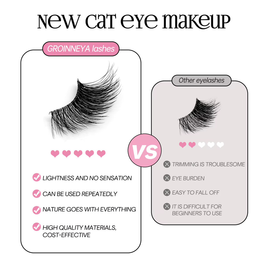 Groinneya Falsche Wimpern, Wispy Faux Nerz, Natürlich, Unisex - Bild 3