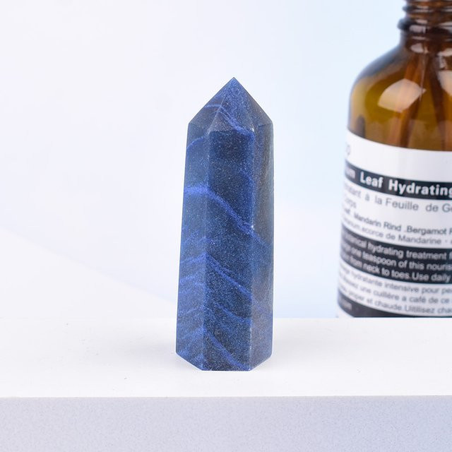 RYCRYSTAL Blauer Aventurin Kristallpunkt als polierter Obelisk und Turmornament zur Dekoration - Bild 1