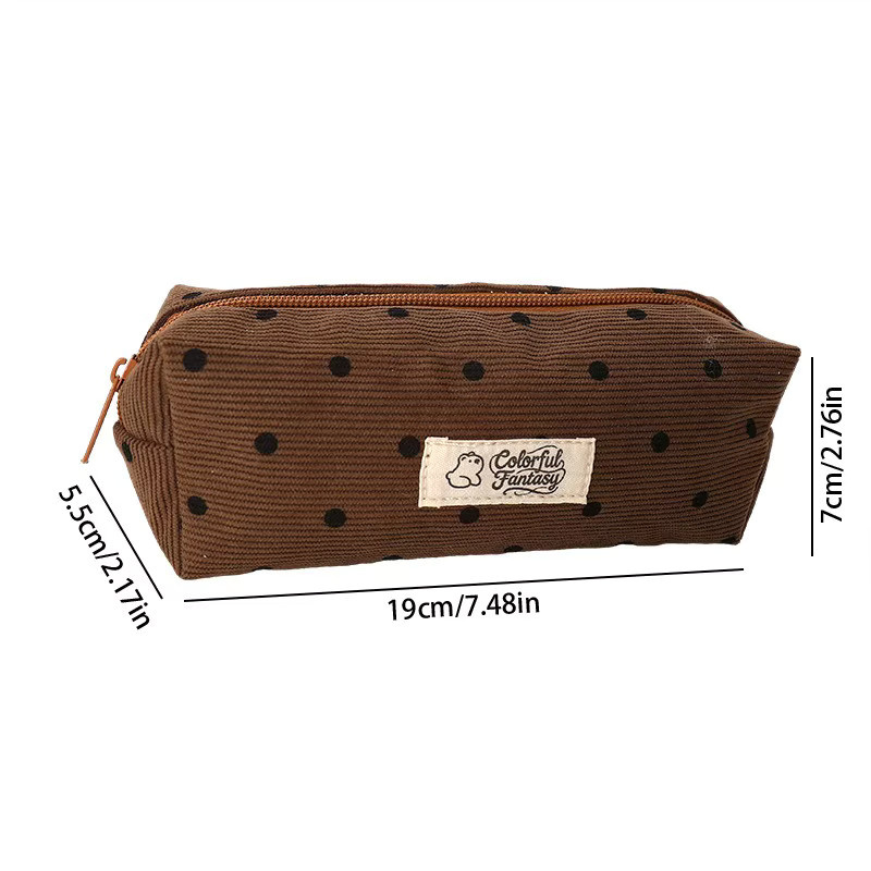 Retro-Stifttasche aus Textil als Bleistiftbeutel und Kosmetiktasche in Weiß und Braun - Bild 3
