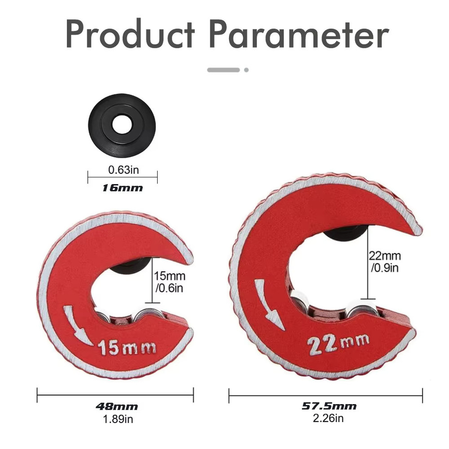QDS Mini-Rohrschneider aus Aluminiumlegierung mit Selbstverriegelung in Rot für Kupfer, Aluminium, PVC und Kunststoff - Bild 6