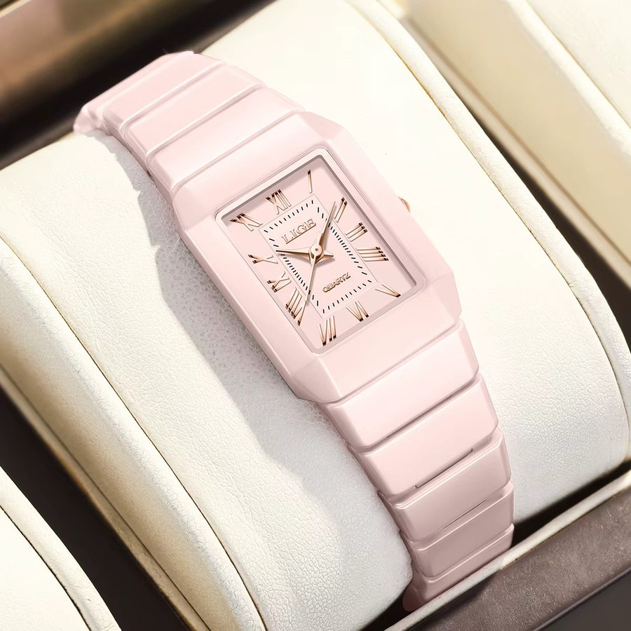 LIGE Armbanduhr Keramik, Quarz, Roségold, Damen - Bild 4