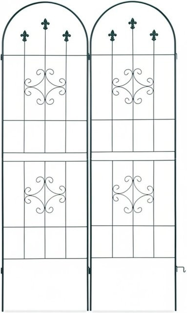 Relaxdays Rankgitter 2er Set aus Eisen in Dunkelgrün im Landhausstil mit geschwungenen Ornamenten, Höhe: 180 cm, Breite: 50 cm, Tiefe: 1,5 cm - Bild 1