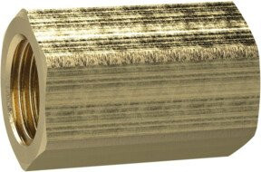 Riegler Muffe mit Außensechskant aus Messing in Gold, G 1 1/2, SW 55, Länge: 50 mm - Bild 1