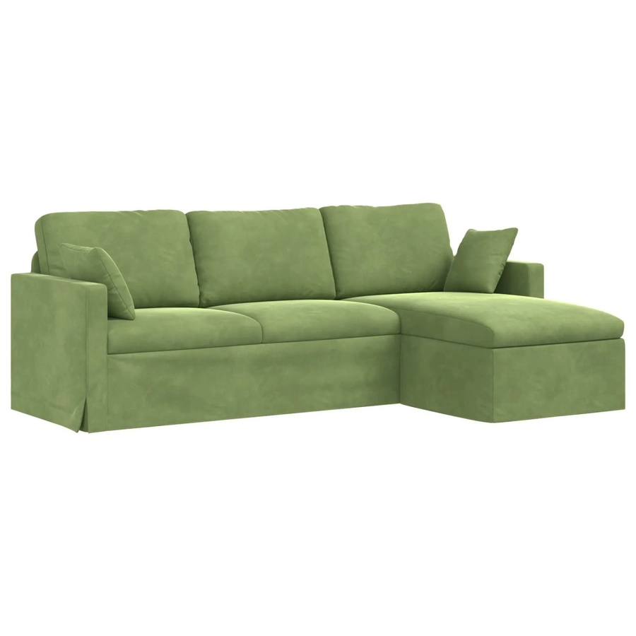vidaXL Ecksofa in Hellgrün aus Samt mit Metallrahmen, B/T/H: 228 x 134 x 80 cm - Bild 2