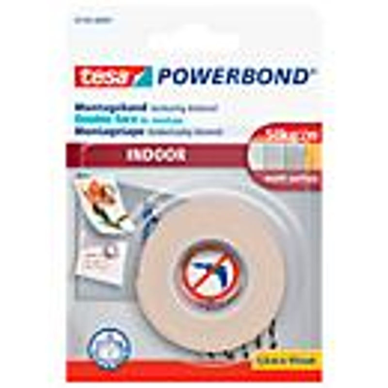 tesa Powerbond Indoor doppelseitiges Montageband Weiß, Länge: 1,5 m, Breite: 19 mm - Bild 4