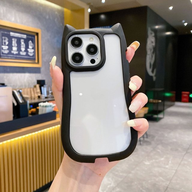 Stoßfeste iPhone Handyhülle mit süßen 3D-Katzenohren von Market-5 in Schwarz, Pink und Blau - Bild 1