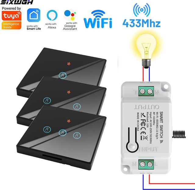 Tuya WiFi RF433 Touch Smart Schalter ohne Verkabelung zur Sprachsteuerung mit Alexa und Google Home für Wandlichter - Bild 1